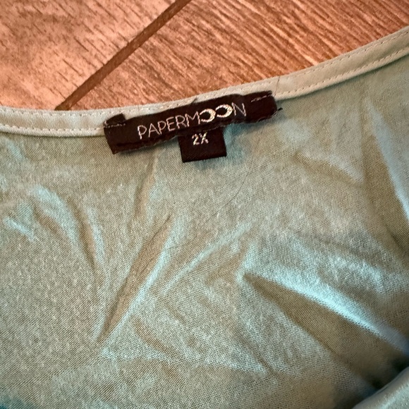 Papermoon Aqua Sleeveless Top with quarter zip - Picture 3 of 3